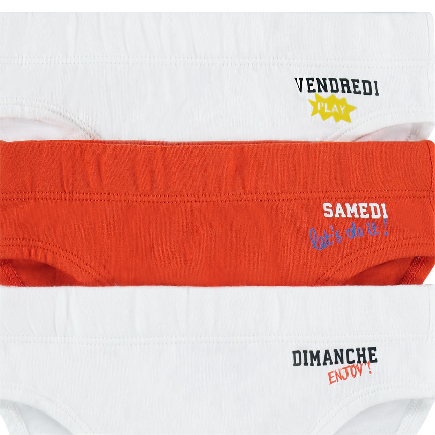 Juego de 7 slips de algodón con el día de la semana estampado 