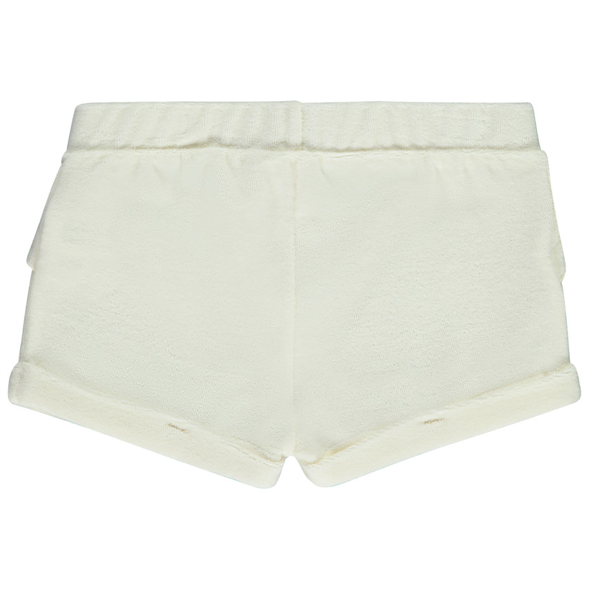 Short liso de rizo con volantes y lazo para bebé niña 