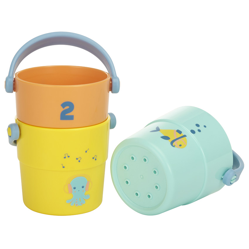 Lote de 3 cubos de baño perforados apilables 