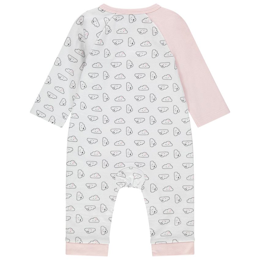 Mono largo de algodón ecológico con nubes estampadas  