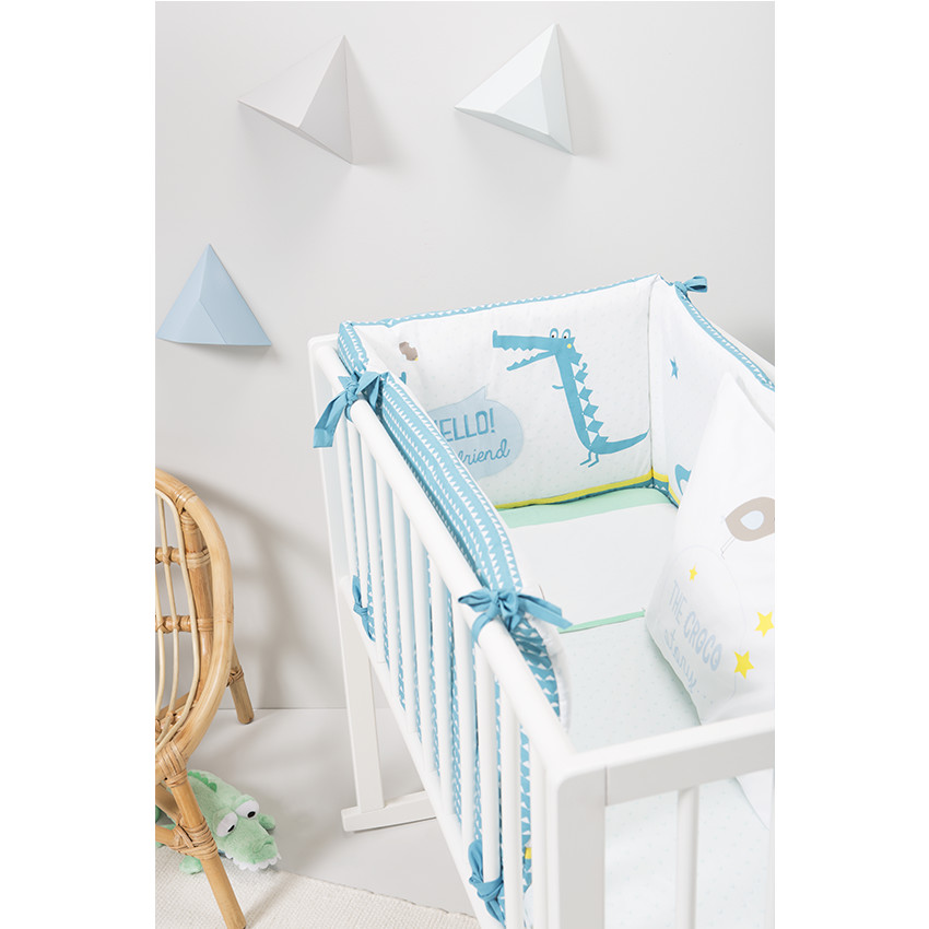 Chichonera enguatada de popelina de algodón con motivo de cocodrilo 