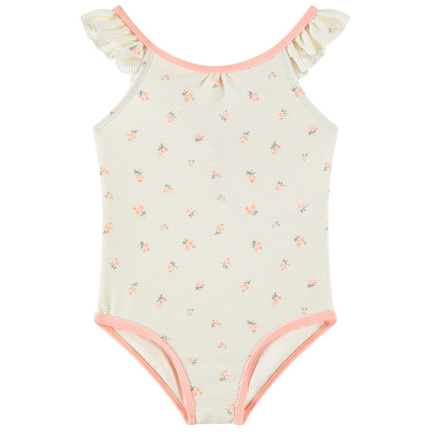 Bañador de una pieza efecto arrugado y estampado de flores para bebé niña 
