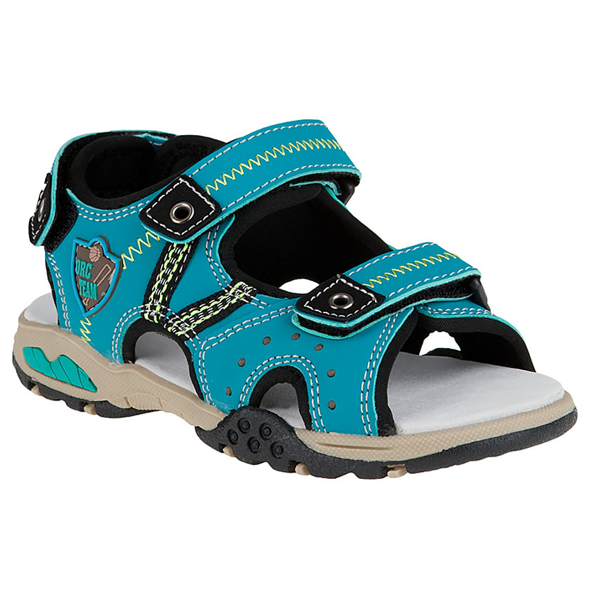 Sandalias con velcros y parche con forma de escudo 