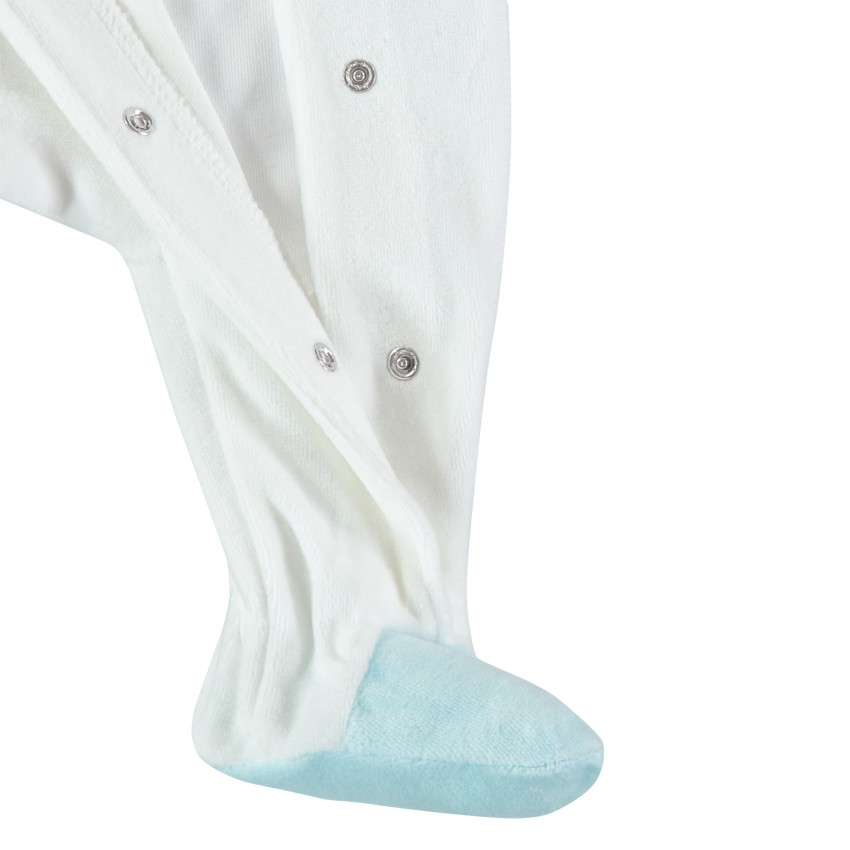 Pelele de terciopelo con cuello en contraste y luna bordada para bebé niño 