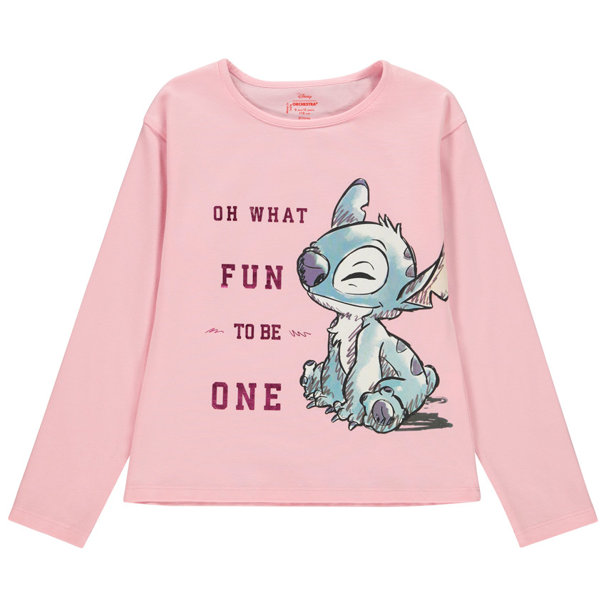 Camiseta de manga larga estampada Stitch Disney para niña 