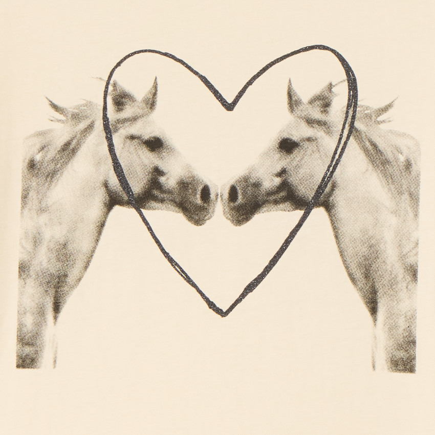 Camiseta de manga corta con impresión fotográfica de caballos para niña 