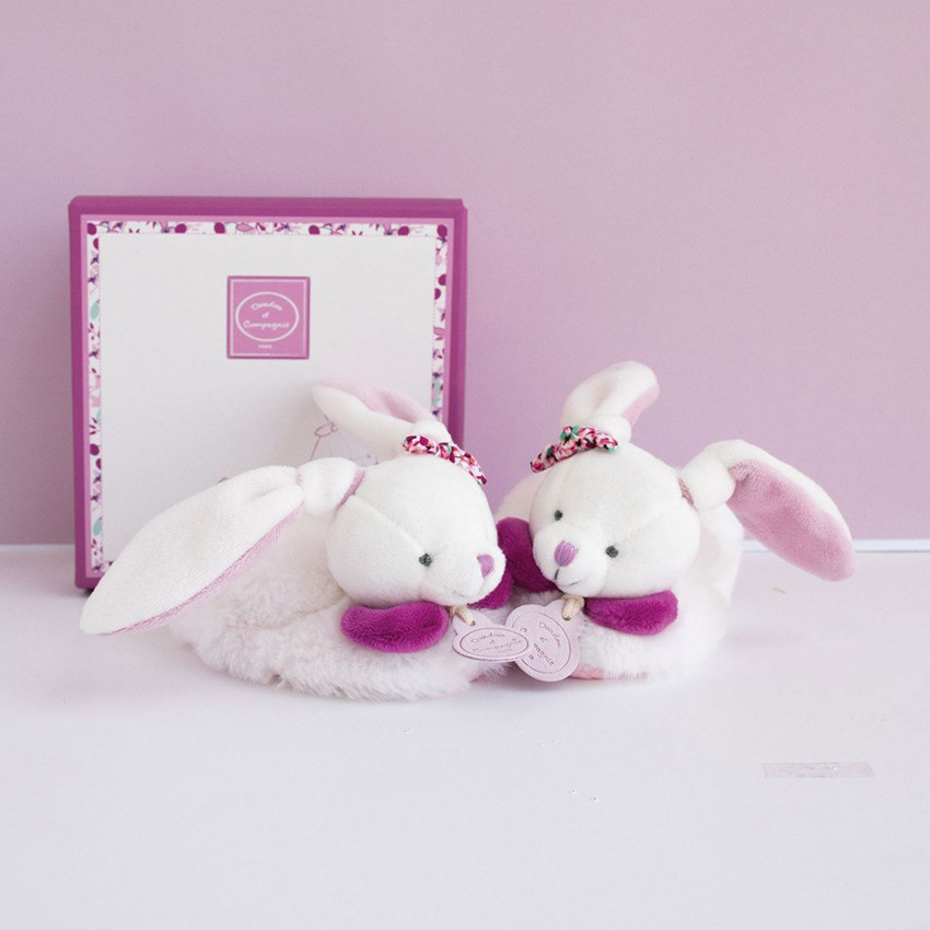 Chaussons Lapin Cerise 6-12 mois Rose/Blanc 