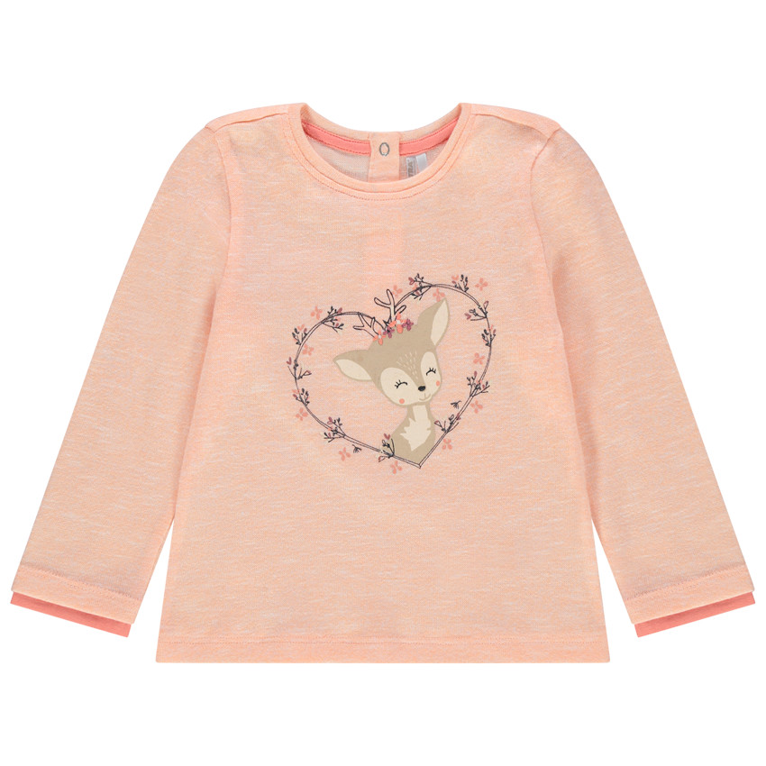 Camiseta de manga larga estampada Cuervo y corazón  