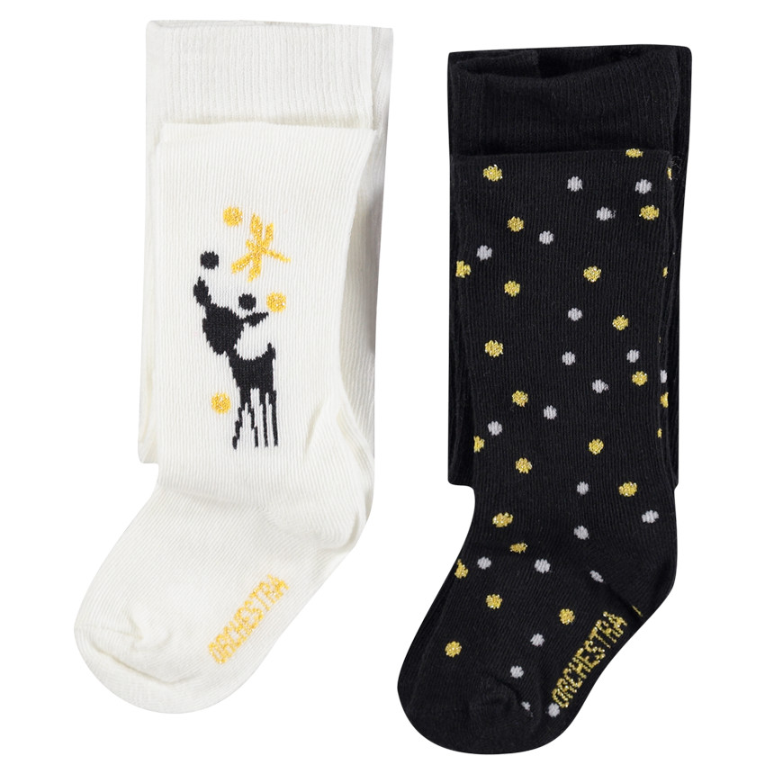 Pack de 2 leotardos gruesos con estampado de animal y lunares en jacquard 