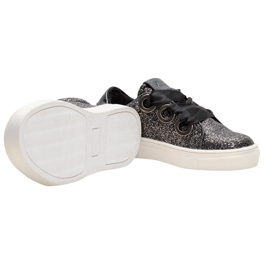 Zapatillas bajas con purpurina y cordones de satén  Additional Zapatillas bajas con purpurina y cordones de satén