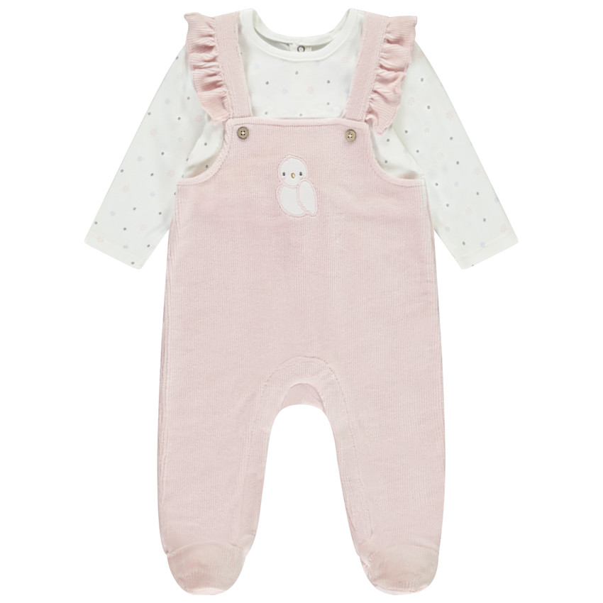 Pelele efecto 2 en 1 de terciopelo acanalado para bebé niña 