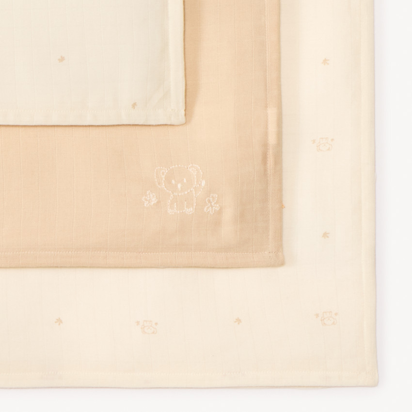 Lote de 3 muselinas de algodón orgánico con estampado de elefante para bebé 