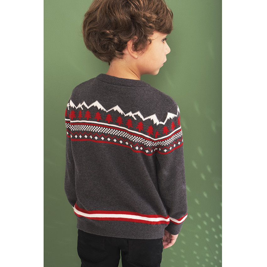 Suéter de Papá Noel en tejido de punto con imagen de dinosaurio en jacquard para niño 