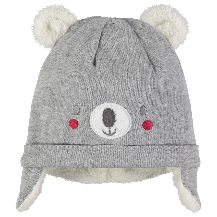 Gorro de punto con forro de borreguillo de koala con orejas de relieve 