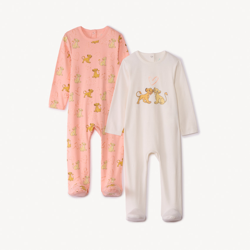 Lote de 2 peleles El Rey León Disney para bebé niña con aperturas diferentes según la edad 