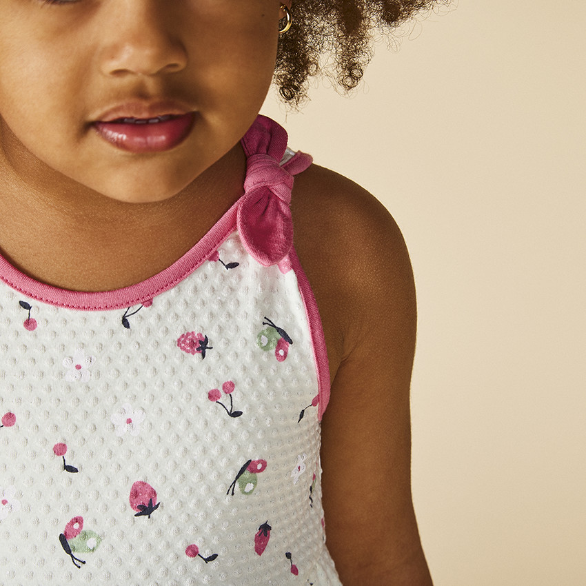 Vestido estampado fantasía en jersey cloqué para bebé niña 