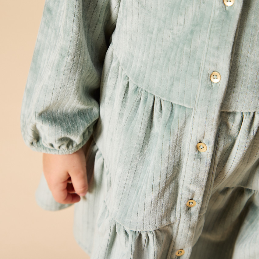 Ropa de terciopelo acanalado con volantes y mangas largas para bebé niña 