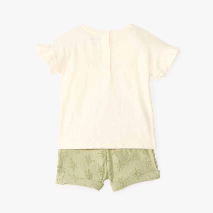 Conjunto de 2 piezas camiseta + pantalones cortos con estampado de palmeras para niña bebé 