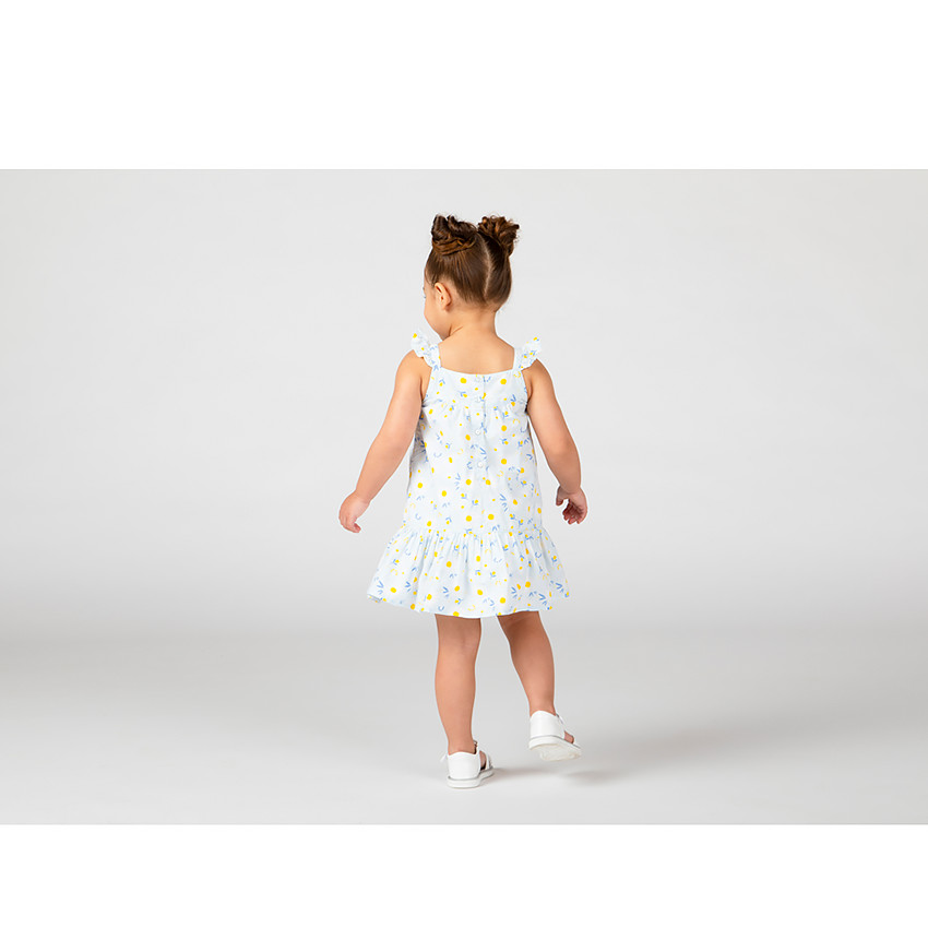 Vestido de tirantes con volantes estampado de margaritas para bebé niña 