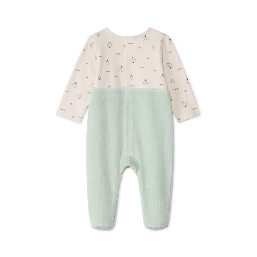 Pelele efecto 2 en 1 con peto de dos materiales para bebé niño 