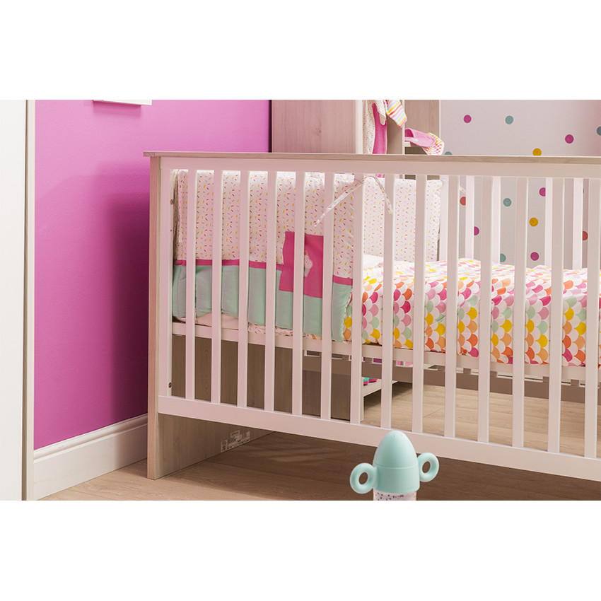 Protector de cuna de popelina con lazos y parche de cupcake 