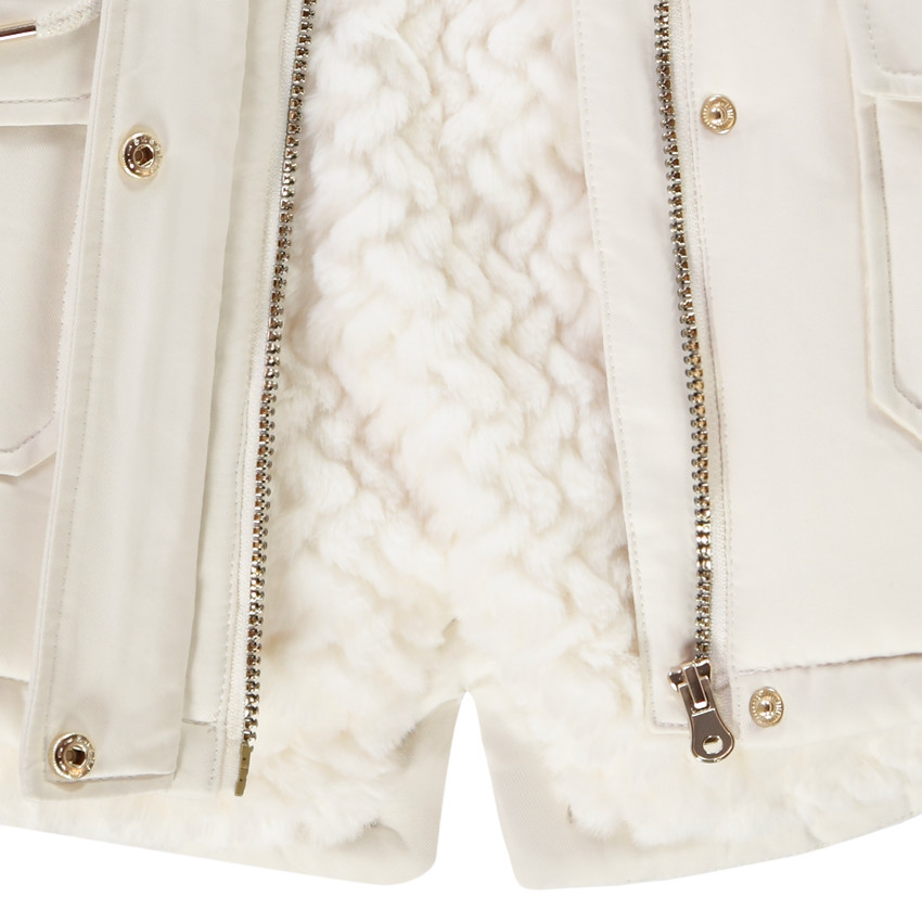 Parka impermeable con capucha y efecto de pelo sintético para niña 