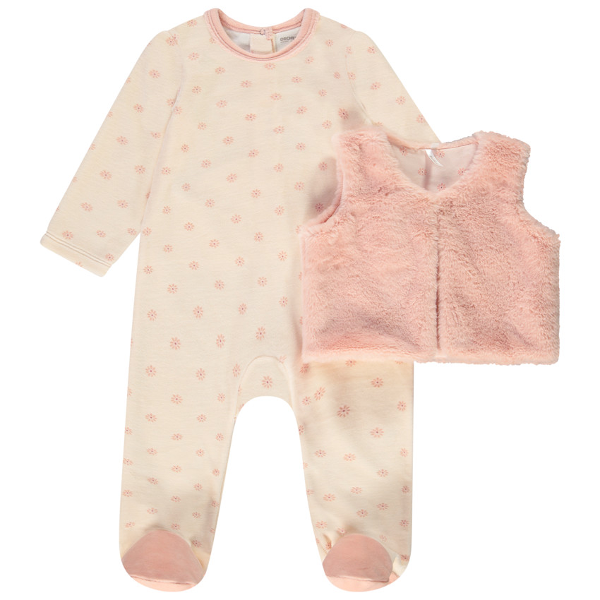 Chaleco de efecto piel de oveja + pelele para bebé niña con aperturas según la edad  Additional Chaleco de efecto piel de oveja + pelele para bebé niña con aperturas según la edad