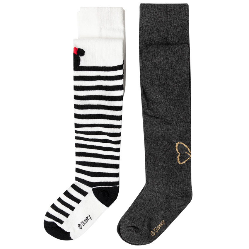 Pack de 2 leotardos grueso de rayas et motivo  Minnie Disney 