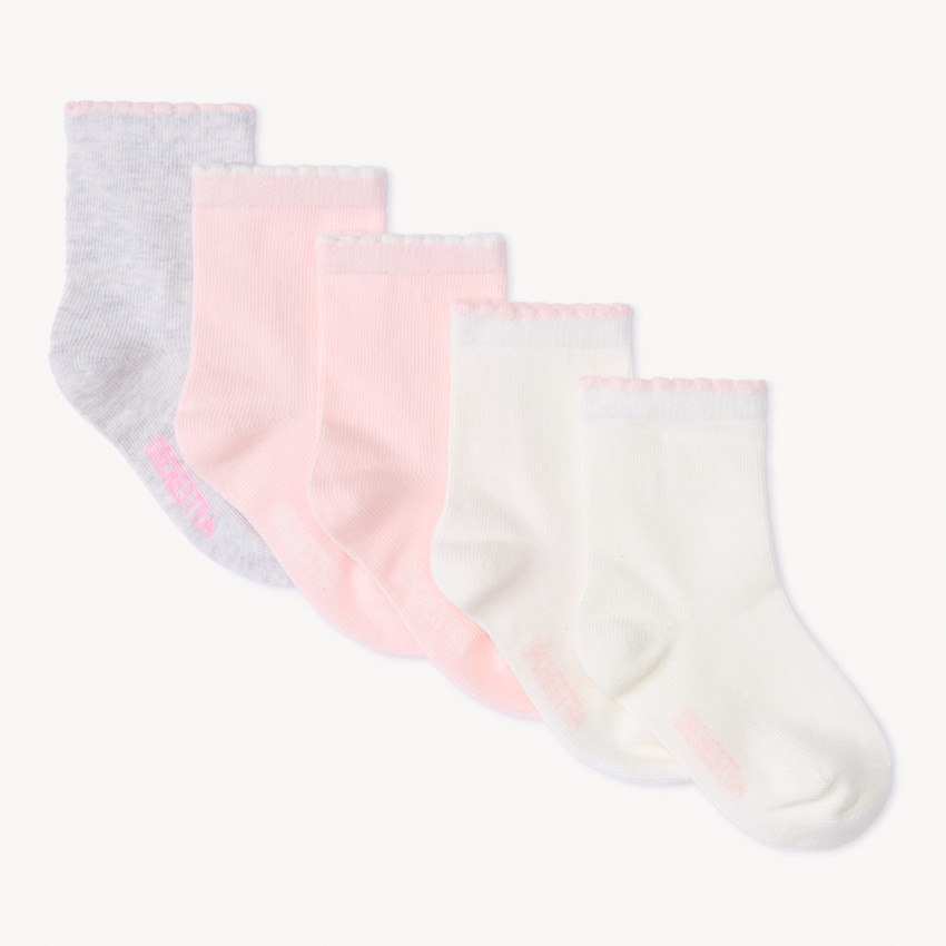 Pack de 5 pares de calcetines festoneados para bebé niña 
