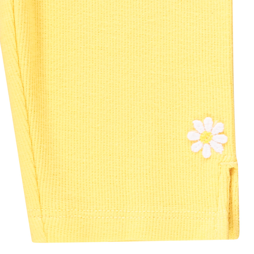 Pantalón corsario de canalé con flores bordadas para bebé niña 