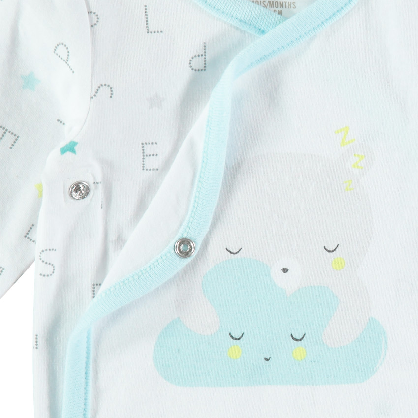Juego de 2 bodies de manga larga de algodón ecológico con nubes estampadas 