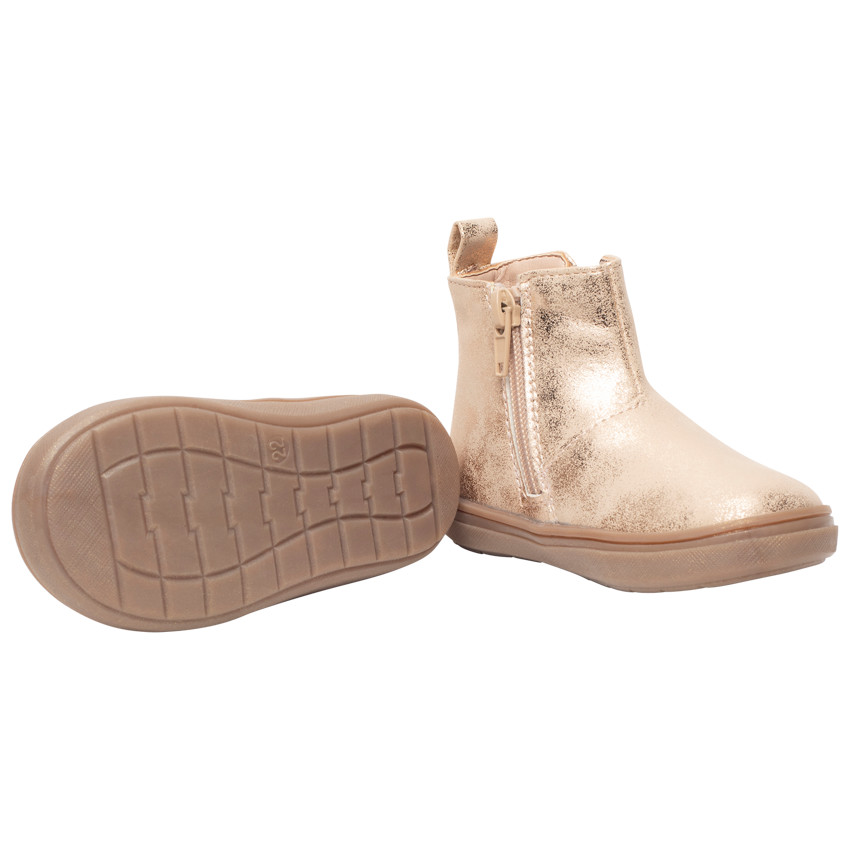 Botines dorados brillantes con elástico y estrellas para niña 