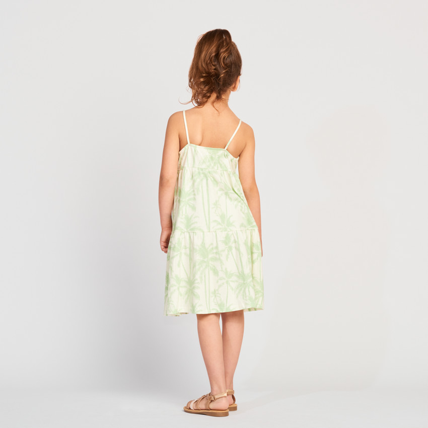 Vestido sin mangas con estampado de palmeras para niña 