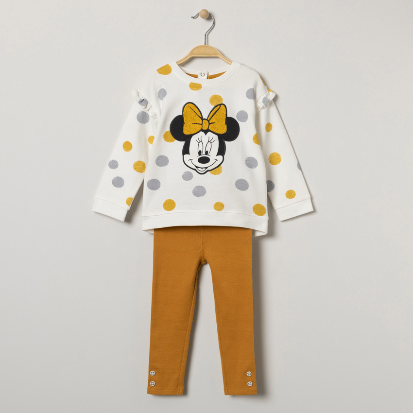 Jogging con sudadera , lunares bordados Minnie Disney y legging liso 