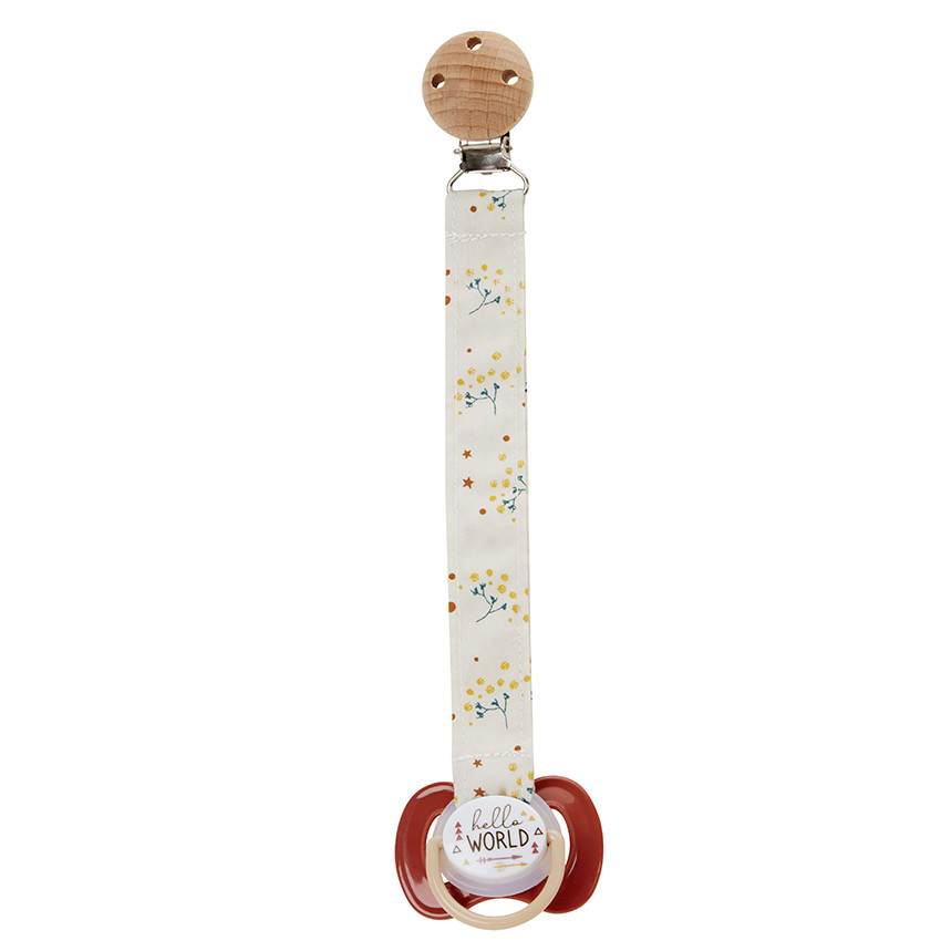 Sujetachupetes de madera con clip Flores 