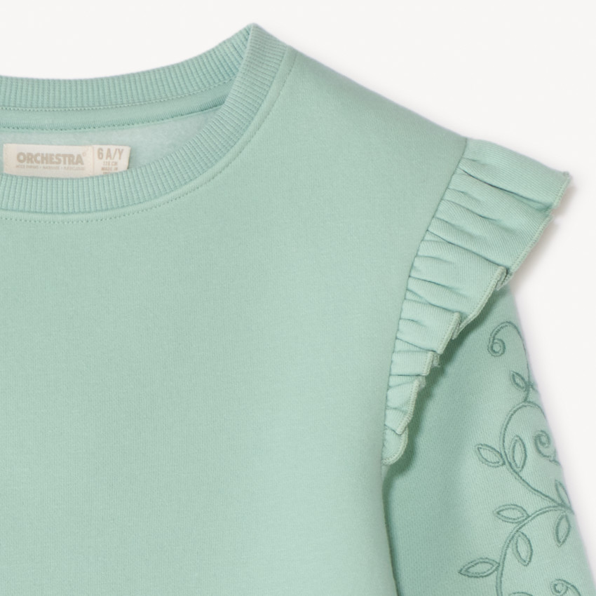 Sudadera de felpa bordada y con volantes para niña 