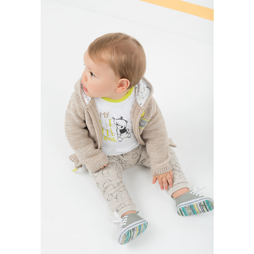 Chaqueta con capucha de punto con parches de animales 