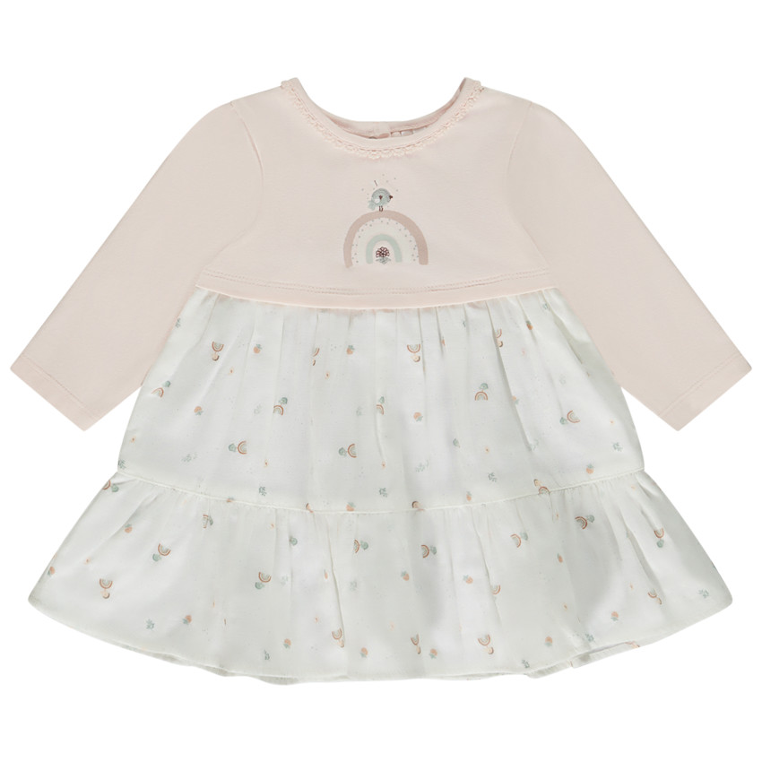Vestido efecto 2 en 1 estampado arcoíris para bebé niña 