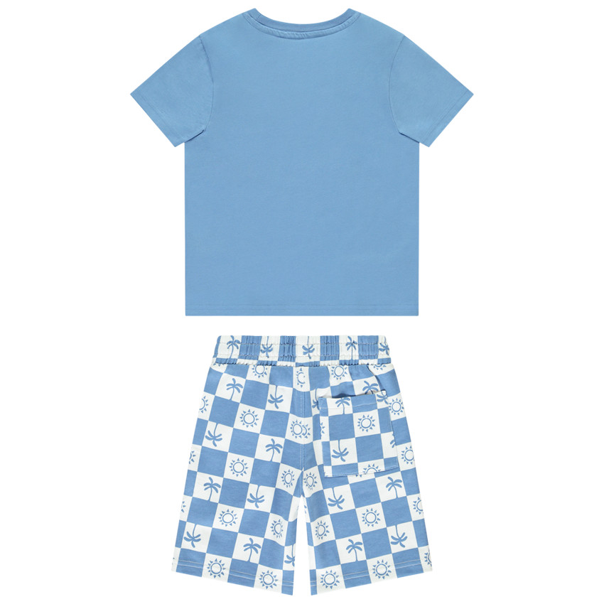 Conjunto camiseta manga corta + bermuda cuadros para niño 