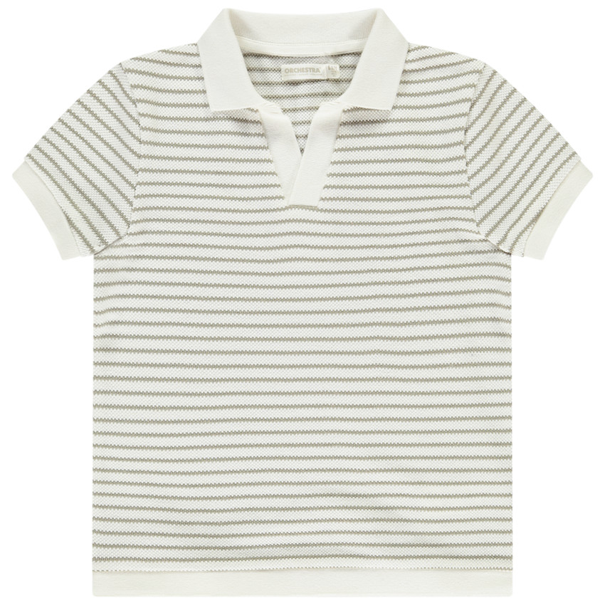 Polo de manga corta con cuello en V y rayas para niño 