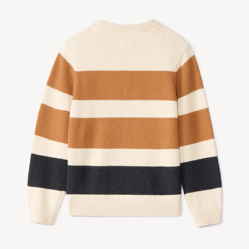 Pull en tricot fantaisie rayé avec patch pour garçon 