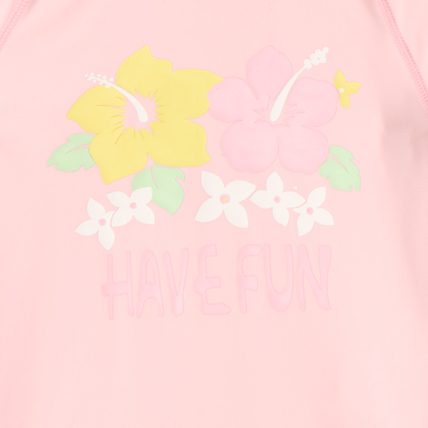 Camiseta de manga larga anti-UV SPF 50+ con estampado de hibisco para niña 