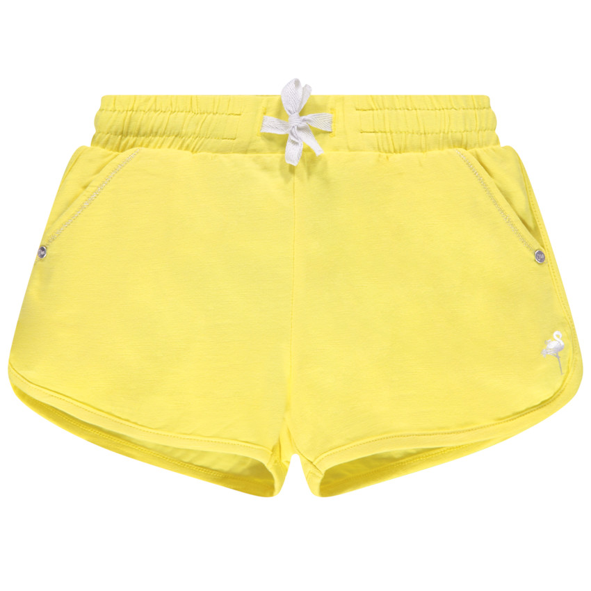 pantalon corto en jersey liso con estampado plateado 