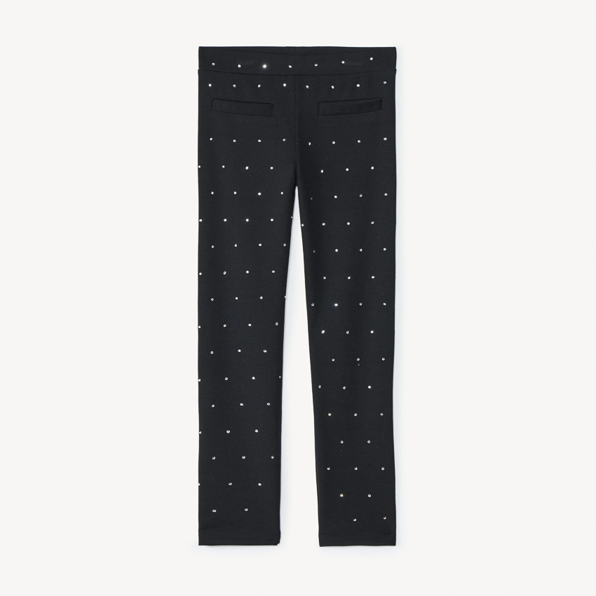 Pantalón largo de punto milano con strass niña 