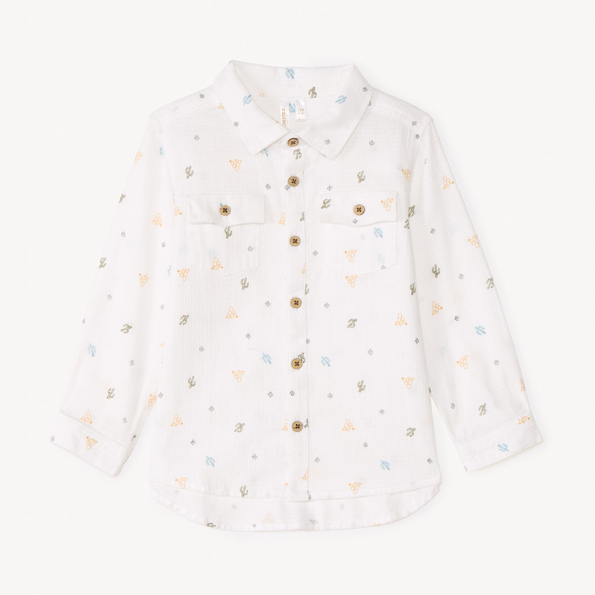 Camisa de manga larga de tela impresa con cactus para bebé niño 