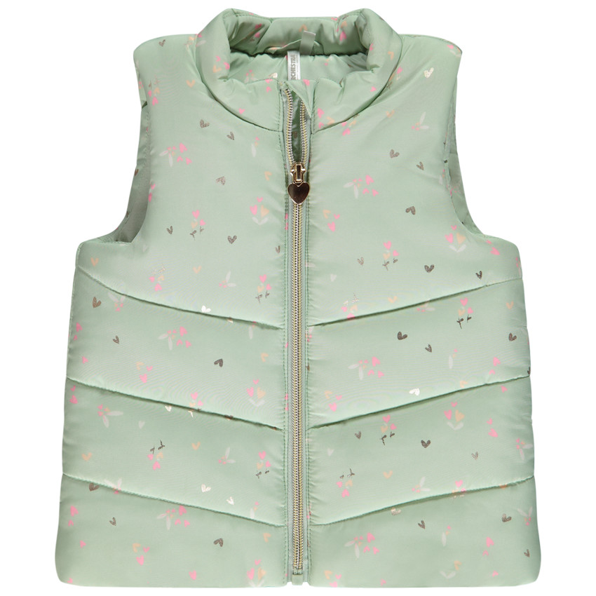 Doudoune sin mangas estampado flores/corazones para bebé niña 