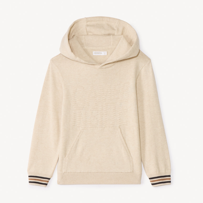 Sudadera con capucha con inscripción jacquard para chico 