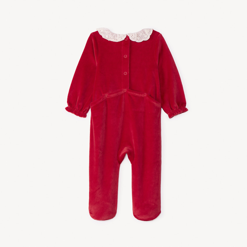 Dors-bien en velours rouge à motif Noël pour bébé fille 
