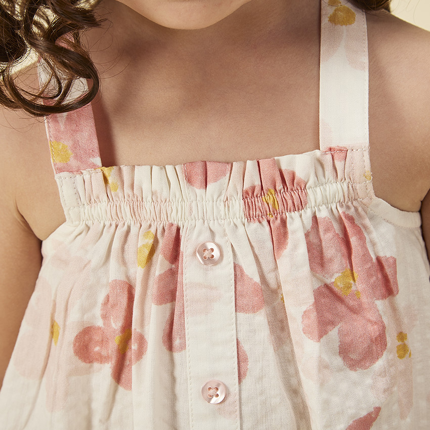 Conjunto en seersucker estampado flores para bebé niña 