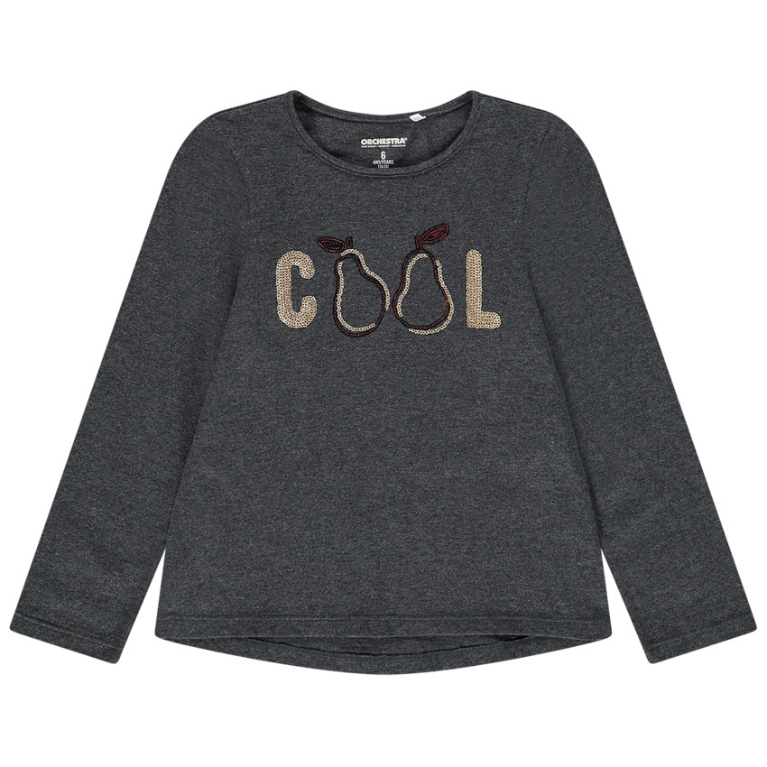 Camiseta de manga larga de punto fantasía para niña 